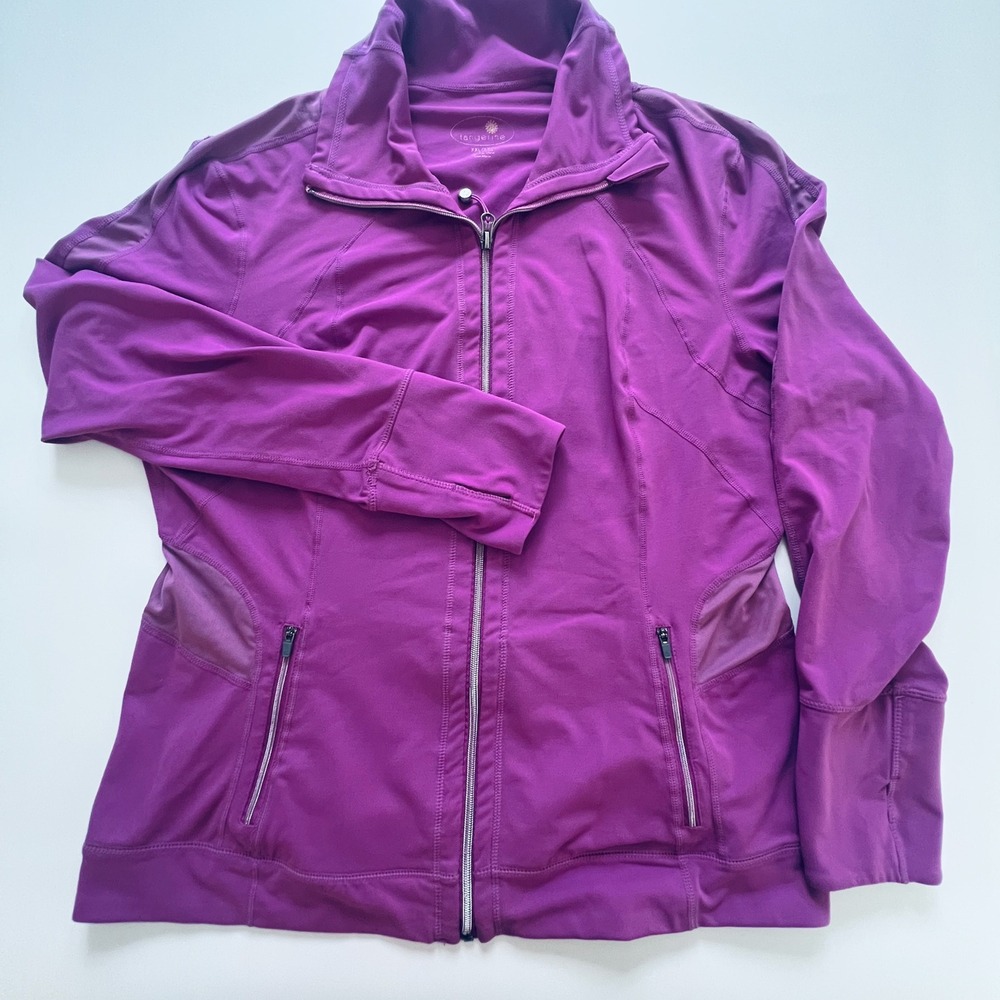 Tangerine Purple Full Zip Athletic Jacket Women XXL Mesh Thumbholes Activewear